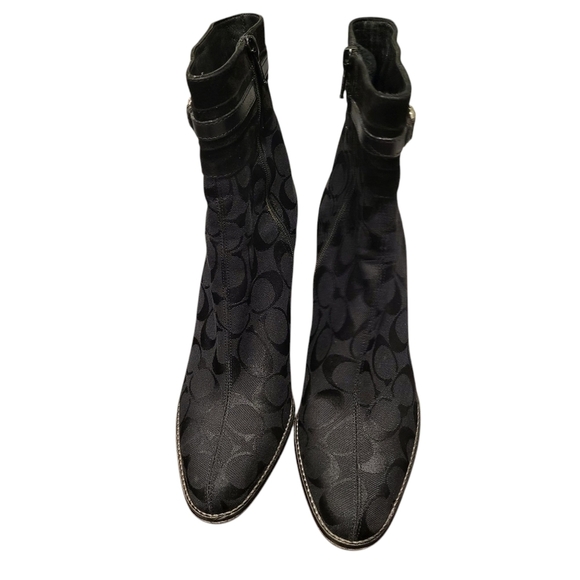 Coach Black Arissa High Heel Ankle Boots Booties Size 7.5B  Made In Italy - Picture 2 of 12